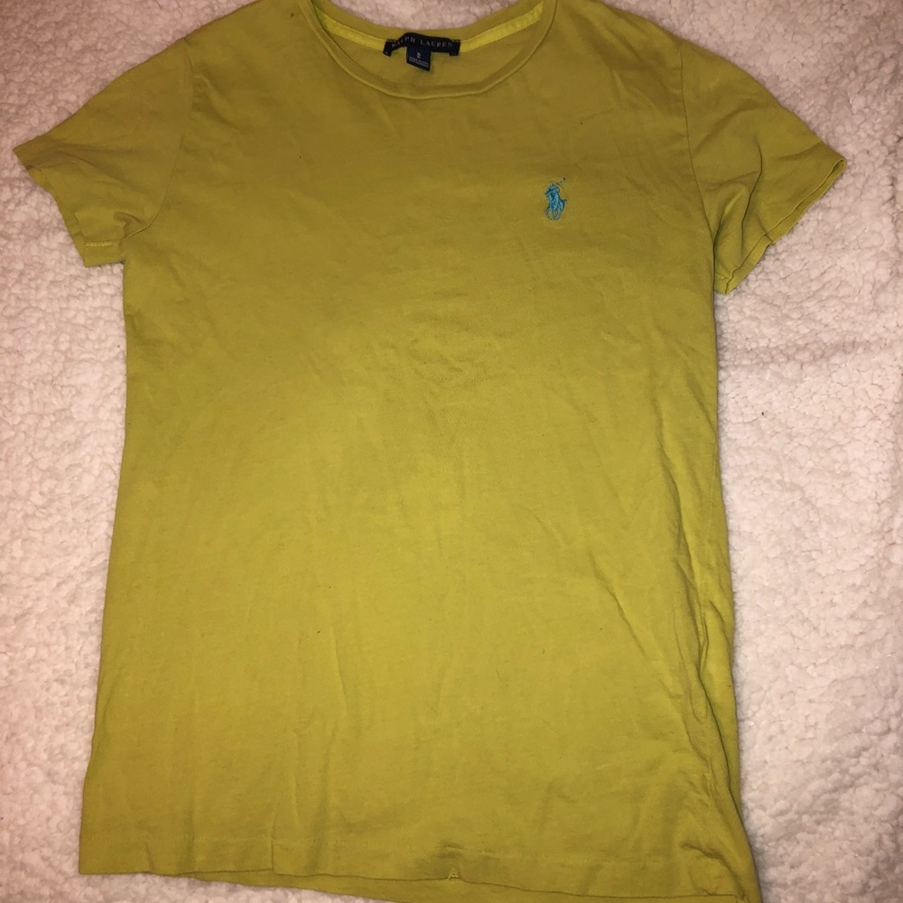 green/yellow polo tee
